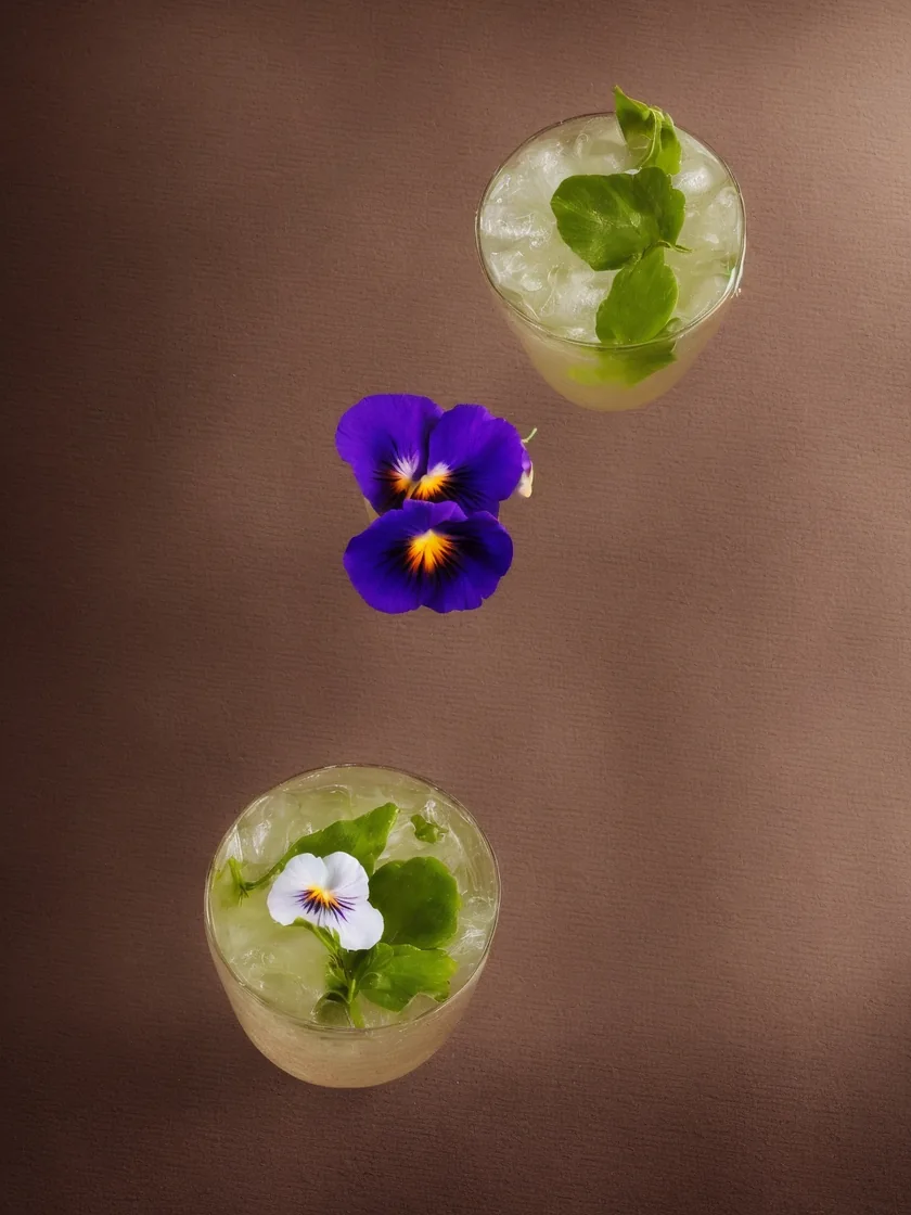 Coctelería de autor con flor comestible